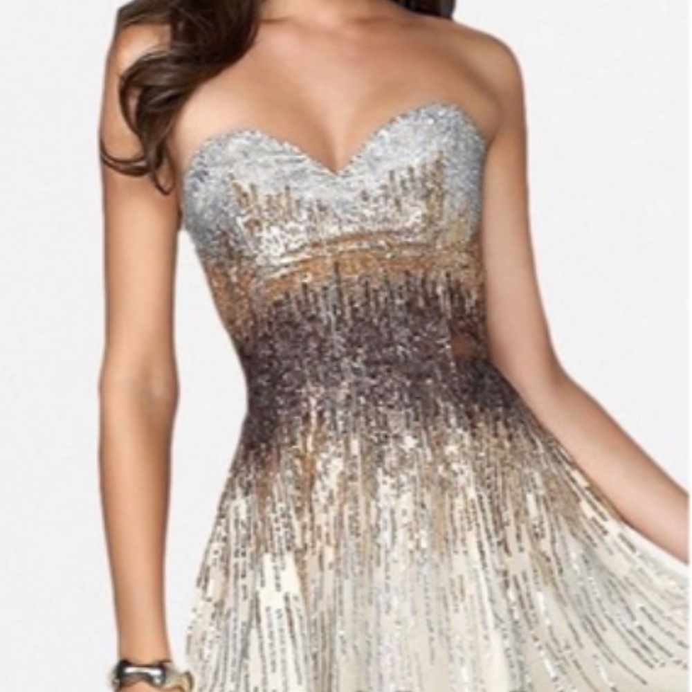 La Femme Short Ombre Sequin Dress, Size 0